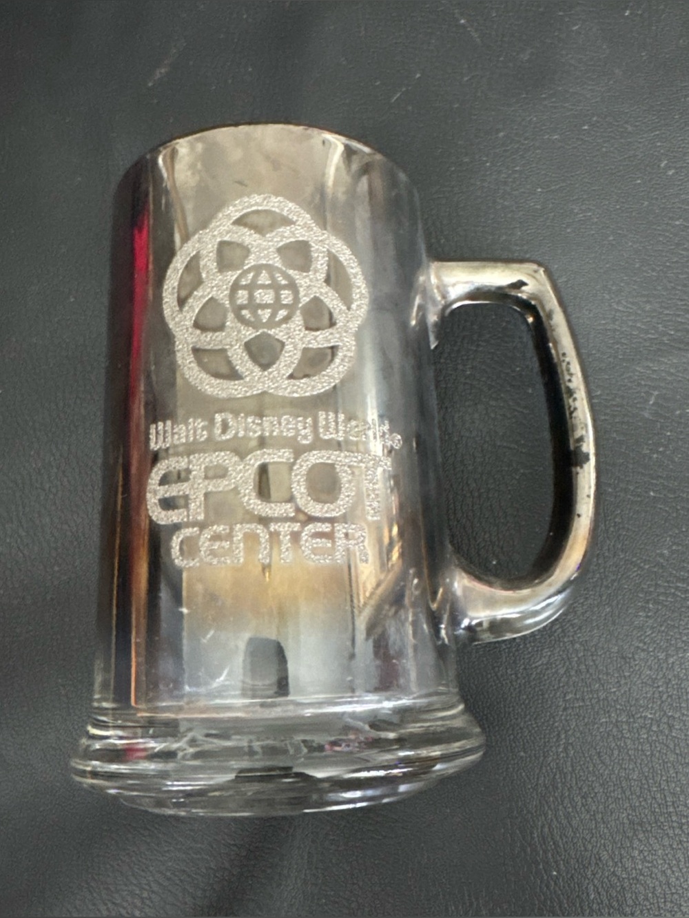 Vintage Disney Walt Disney World Epcot Center Glitter Etch Heavy Coffee Mug Cup